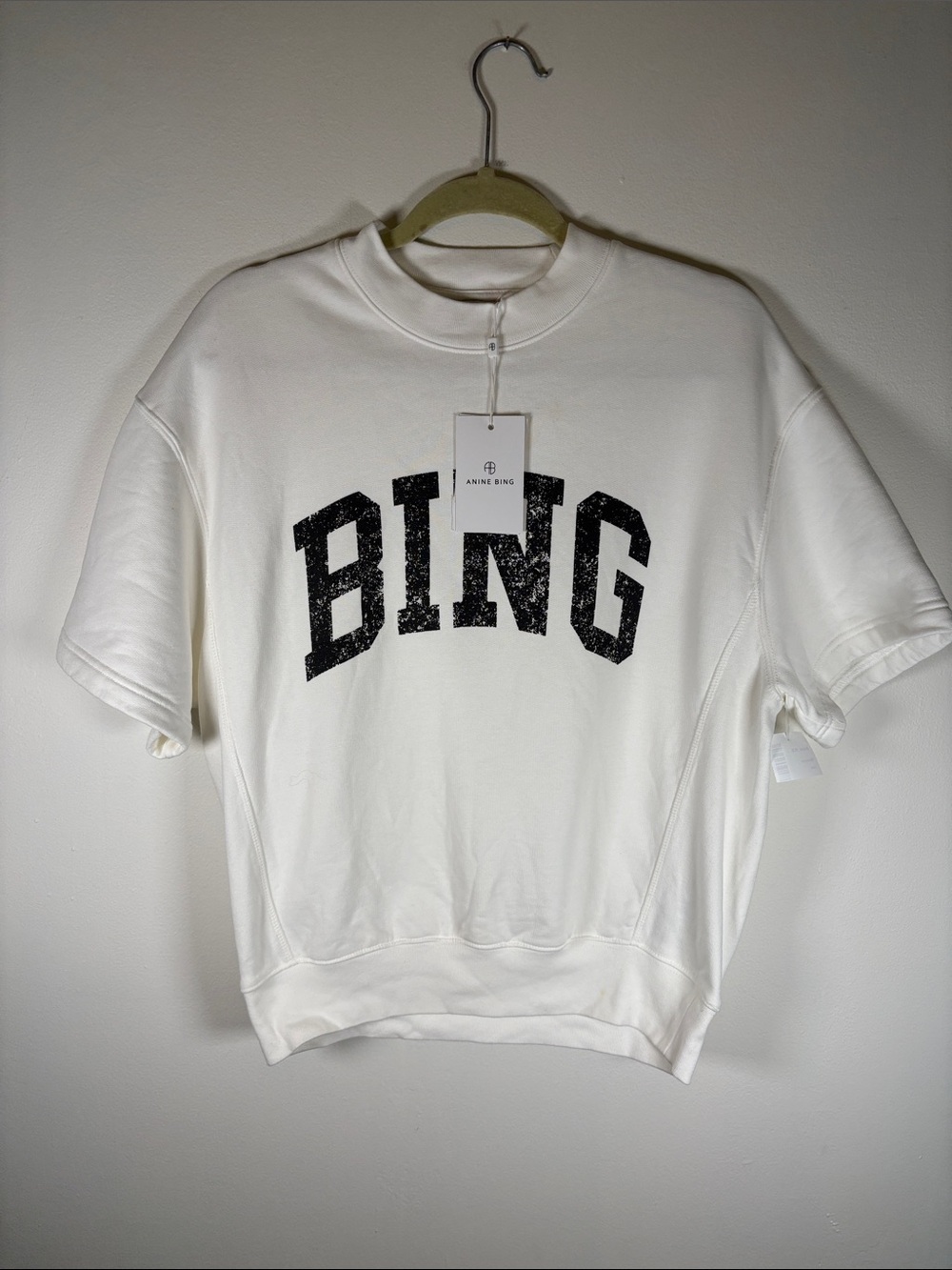ANINE BING Jay Bing Oversized Short Sleeve Sweatshirt – Size XS – NEW